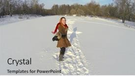  Presentation with unmanned - Slide set enhanced with gopro - beautiful girl in a fur background and a light gray colored foreground
