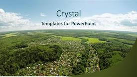  Presentation with village - Cool new PPT theme with gopro - cottage village among forest backdrop and a sky blue colored foreground