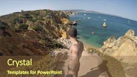  Presentation with algarve - Presentation theme having gopro - guy taking a selfie background and a tawny brown colored foreground