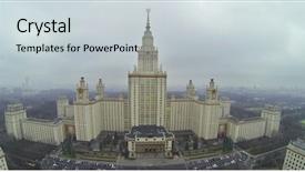  Presentation with university building - Colorful PPT theme enhanced with gopro - main building of moscow state backdrop and a light gray colored foreground