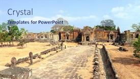  Presentation with world heritage - PPT theme consisting of gopura-ii-in-preah-vihear background and a sky blue colored foreground