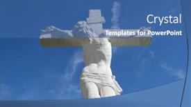  Presentation with crucifixion - PPT theme with gora-croatia-june-18-crucifixion background and a ocean colored foreground