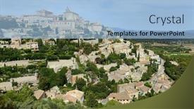  Presentation with medieval - Audience pleasing slides consisting of gordes-medieval-village-in-southern backdrop and a light blue colored foreground