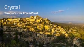  Presentation with medieval - Slides with gordes-small-medieval-town background and a teal colored foreground