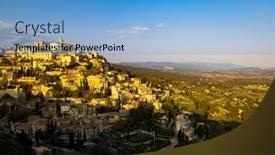  Presentation with medieval - Theme having gordes-small-medieval-town background and a light blue colored foreground