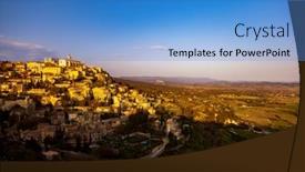  Presentation with medieval - Slide set featuring gordes-small-medieval-town background and a teal colored foreground