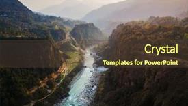  Presentation with deep - Slides having gorge near kusma in nepal background and a tawny brown colored foreground