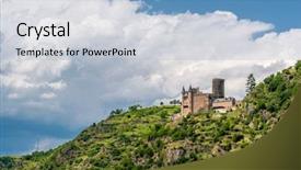  Presentation with german castle - Audience pleasing theme consisting of gorge near st goarshausen german backdrop and a light blue colored foreground