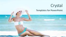  Presentation with relaxing - Slide set enhanced with gorgeous and beautiful young girl background and a cool aqua colored foreground