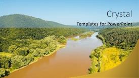  Presentation with flowing wallpaper - PPT theme featuring gorgeous-bird-s-eye-view background and a light blue colored foreground