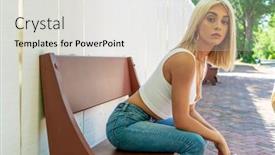  Presentation with outdoors - Beautiful theme featuring gorgeous-blonde-model-poses-outdoors backdrop and a light gray colored foreground