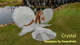  Presentation with outdoors - Presentation theme with gorgeous-blonde-model-poses-outdoors background and a tawny brown colored foreground