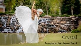  Presentation with outdoors - Theme with gorgeous-blonde-model-poses-outdoors background and a yellow colored foreground