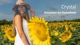  Presentation with sunflowers - Presentation theme with gorgeous-blonde-model-poses-outdoors background and a seafoam green colored foreground