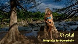  Presentation with model fromage gratuit - PPT theme with gorgeous-brunette-bikini-model-enjoys background and a tawny brown colored foreground