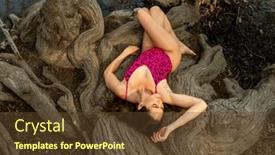  Presentation with my role model - Slide set with gorgeous-brunette-bikini-model-enjoys background and a tawny brown colored foreground