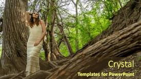  Presentation with summer - Slide set with gorgeous-brunette-model-enjoys and a tawny brown colored foreground