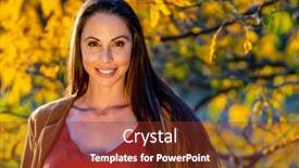  Presentation with outdoors - Presentation theme consisting of gorgeous-brunette-model-poses-outdoors background and a tawny brown colored foreground