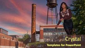  Presentation with outdoors - Presentation theme having gorgeous-brunette-model-poses-outdoors background and a tawny brown colored foreground