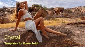  Presentation with outdoors - Slide set featuring gorgeous-brunette-model-poses-outdoors and a tawny brown colored foreground