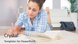  Presentation with doing the right thing - Amazing presentation design having gorgeous brunette student doing homework backdrop and a lemonade colored foreground