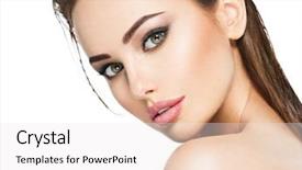  Presentation with beauty makeup - Presentation theme consisting of gorgeous female portrait with slick background and a sky blue colored foreground