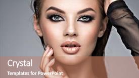  Presentation with eye care - Theme with gorgeous female portrait with slick background and a coral colored foreground