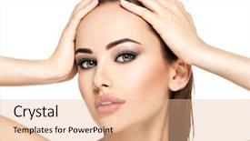  Presentation with beauty makeup - Beautiful PPT theme featuring gorgeous female portrait with slick backdrop and a lemonade colored foreground