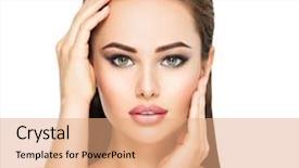  Presentation with indian woman face beauty - Colorful theme enhanced with gorgeous female portrait with slick backdrop and a coral colored foreground