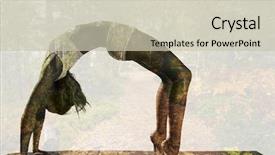  Presentation with crab - Cool new slides with gorgeous fit blonde in crab pose against scenic view of walkway along lush forest backdrop and a soft green colored foreground