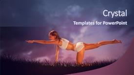  Presentation with pilates - Audience pleasing PPT theme consisting of gorgeous fit blonde in pilates pose on the beach against blue sky over grass backdrop and a ocean colored foreground