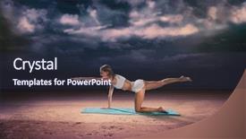  Presentation with pilates - Slide set consisting of gorgeous fit blonde in pilates pose on the beach against dark cloudy sky background and a tawny brown colored foreground