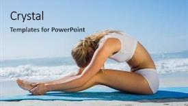  Presentation with forward - Colorful presentation theme enhanced with fit blonde in seated forward backdrop and a light blue colored foreground