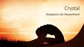  Presentation with forward - Presentation theme enhanced with gorgeous fit blonde in seated forward bend pose against orange sunrise background and a cream colored foreground