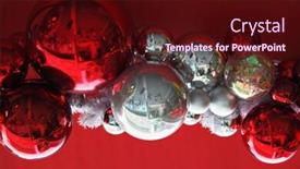  Presentation with silver christmas - PPT theme with gorgeous garland of christmas decorations bright red and silver glass balls on a red background merry christmas background and a wine colored foreground