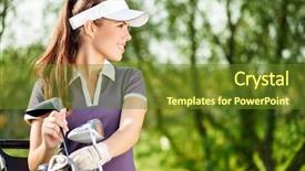  Presentation with golf - Colorful PPT theme enhanced with gorgeous golfer lady with golf backdrop and a tawny brown colored foreground