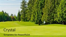  Presentation with golf course - Presentation theme enhanced with gorgeous green and flag background and a gold colored foreground