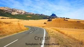  Presentation with rural - Slide deck enhanced with gorgeous-highway-from-san-sebastian background and a coral colored foreground