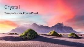  Presentation with landscape desert - Presentation design with gorgeous-landscape-with-black-sand background and a coral colored foreground