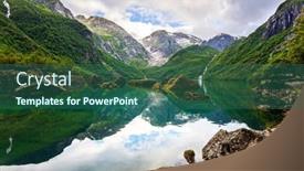  Presentation with mountain water - Slide deck featuring gorgeous-mountainous-norway-evening-soft background and a ocean colored foreground