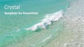  Presentation with stretch - Presentation theme having gorgeous ocean and clear surf along long stretch of deserted beach background and a teal colored foreground