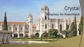  Presentation with monastery - Presentation enhanced with gorgeous portugal embankment of the river tagus in lisbon a huge monastery of st jerome background and a light blue colored foreground