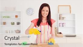  Presentation with cutting board - PPT layouts enhanced with gorgeous red-haired woman cleaning background and a lemonade colored foreground