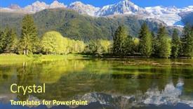  Presentation with mountain water - Slide deck enhanced with pine trees reflected - gorgeous reflection in the smooth background and a tawny brown colored foreground