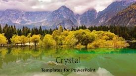  Presentation with lake - Theme with gorgeous-reflections-picturesque-lake-fusine background and a gold colored foreground