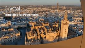  Presentation with gothic cathedral - PPT theme enhanced with gorgeous-sunrise-in-seville-spain background and a violet colored foreground