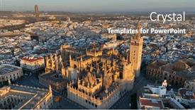  Presentation with gothic cathedral - Theme with gorgeous-sunrise-in-seville-spain background and a violet colored foreground