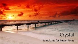  Presentation with sunset - PPT layouts consisting of gorgeous sunset over the sea background and a soft green colored foreground