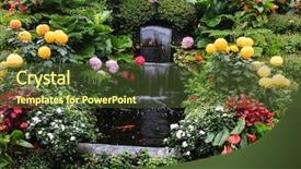  Presentation with stage - Slide set having gorgeous three-stage fountain surrounded background and a tawny brown colored foreground