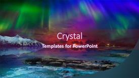  Presentation with water ocean - Amazing presentation theme having gorgeous unreal beautiful night view of the reflection of the northern lights in the water of the ocean and snow-capped mountains night northern lights is just an amazing sight backdrop and a tawny brown colored foreground